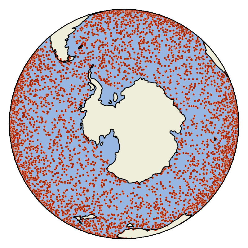 Animation of virtual particles in the global oceans