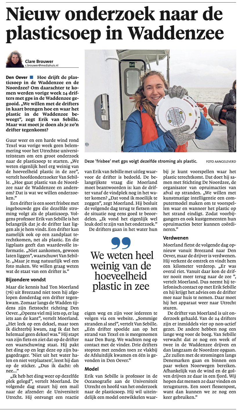 Newspaper article from Noordhollands Dagblad about the project